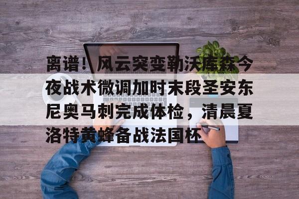 开云-离谱！风云突变勒沃库森今夜战术微调加时末段圣安东尼奥马刺完成体检，清晨夏洛特黄蜂备战法国杯的简单介绍